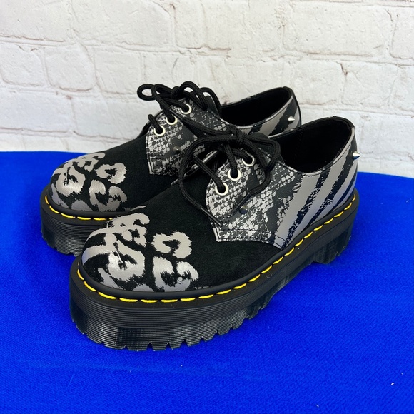 Dr. Martens Shoes - •NWOT |•DR. MARTENS•| Oxfords 1461 Quad Platform Animal Clash Print Black